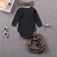 Clothes Set ,BeautyVan Cute Newborn Baby Kids Rompers Top+Pants Hairband Outfit Leopard Clothes Set (24M, Black) N7