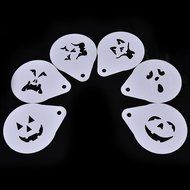 u-hoMEy 6x 2.8 Inch Halloween Cake Stencil Cookie Coffee Strew Flowers Pad Spray Mold N5