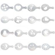 VANKER 16Pcs Latte Art Cappuccino Coffee Barista Stencils DIY Decoration Tool N8