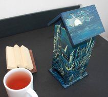 Handmade Wood Tea House Box Storage Kitchen Decor Harry Potter Tea Bag Holder N2