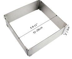 5.9-11&quot; / 15cm-28cm Stainless Steel Adjustable Rectangle Scalable Mousse Cake Ring Baking Mold N4