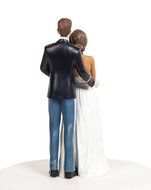 Army Military Wedding Cake Topper - Interracial African American Bride and Caucasian Groom