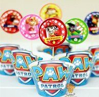 Set of 24 Paw Patrol Kids Birthday Party Paper Cupcake Liner Wrap Wrappers with Toppers