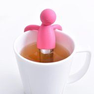 Huayoung Cute Lilliput/Dolphin Multifunctional Stainless Steel &amp; Silicone Cylinder Tea Filters Tea Infusers (Pink-L)