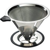 Stainless Steel Pour Over Coffee Cone Dripper With Cup Stand- Perfect for Manual Brewing - Ultra Fine Micro Mesh... N6