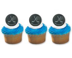 Hockey Puck Ring Cake Cupcake Topper (24-Pack) N2