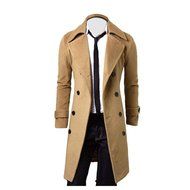 Men&#039;s Jacket,Laimeng Winter Slim Stylish Trench Coat Double Breasted Long Jacket Parka (M, Khaki) N2