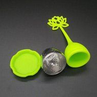 Cute Designed Lotus Shaped Stainless Steel Tea Infuser Teaspoon Silicone Loose Leaf Herb Strainer Filter Blue N10