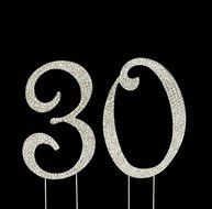 Large 30th Birthday / Wedding Anniversary Number Cake Topper with Sparkling Rhinestone Crystals - 4 1/2&quot; Tall...