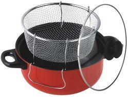 Gourmet Chef JL-5304R Non-Stick Deep Fryer with Frying Basket and Glass Cover, 6.5-Quart