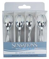 Creative Converting 24 Count Plastic Spoons, Mini, Metallic Silver N3