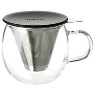 FORLIFE Lucidity Glass Brew-in-Cup with Stainless Infuser and Lid, 12-Ounce/355ml, Teal N4
