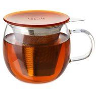 FORLIFE Lucidity Glass Brew-in-Cup with Stainless Infuser and Lid, 12-Ounce/355ml, Teal N5