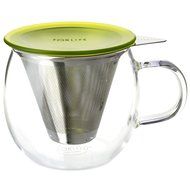 FORLIFE Lucidity Glass Brew-in-Cup with Stainless Infuser and Lid, 12-Ounce/355ml, Teal N7