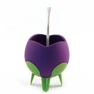 Mateo Flor - Silicone Yerba Mate Gourd with Bombilla (Purple) N3
