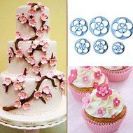 Y&amp;XL&amp;H 6Pcs Plum Flower Sugarcraft Cake Cutter Biscuit Decorating Fondant Plunger Cutter N3