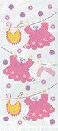 Cardboard Pink Clothesline Girl Baby Shower Cake Bunting Topper N27