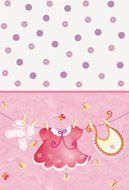 Cardboard Pink Clothesline Girl Baby Shower Cake Bunting Topper N30