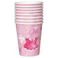 Cardboard Pink Clothesline Girl Baby Shower Cake Bunting Topper N31