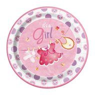 Cardboard Pink Clothesline Girl Baby Shower Cake Bunting Topper N34