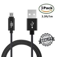 KingCool Micro USB Charge Cable 3 Pack 3.3 ft/1m Durable Braided Nylon V8 High Speed USB Data Transfer Cable Data... N18