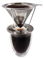 Stainless Steel Pour Over Coffee Maker, Filter Cone and Holder, Micro Filter Coffee Dripper and Brewer N6