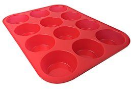 Clearance Sale - Ozera 2 Pack Silicone Muffin Pan / Cupcake Pan Cupcake Mold 12 Cup, Red N2