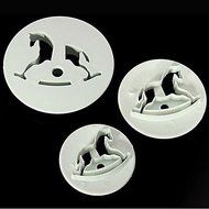 Sher Whirligig Wooden Horse Fondant Cake Cutter Mould Cookies Cutters Sugarcraft Decor,Set of 3 N3