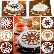 16 x Cappuccino Coffee Stencils Template Strew Flowers Pad Duster Spray N4