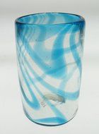 Mexican Glasses &amp; Pitcher Set, Turquoise Swirl 16 oz (Set of 6) N2