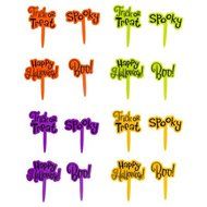 Halloween Party Greeting Cupcake Picks - 24 pc