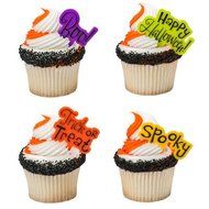 Halloween Party Greeting Cupcake Picks - 24 pc N2