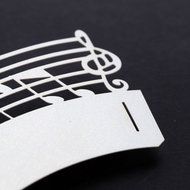 Anself 50Pcs Lace Muffin Case Cupcake Paper Cup Liner, Music Notes Staff Pattern N4