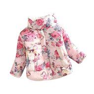 Kig Coat,Laimeng Kids Child Girl Flowers Coat Jackets Winter Thick Top Waistcoat Clothes Coat (3T, Beige) N6