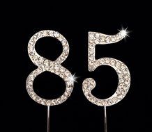 85th Birthday / Wedding Anniversary Number Cake Topper with Sparkling Rhinestone Crystals - 1.75
