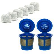 6X Charcoal Water Filters, Replaces Keurig 05073 2X Reusable Single Cup Keurig Solo Filter Pod Coffee Stainless...