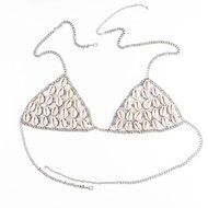 Underwear, PHOTNO Shell Retro Fashion Silver Bra Body Necklace Chain Bikini Chain N3