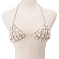 Underwear, PHOTNO Shell Retro Fashion Silver Bra Body Necklace Chain Bikini Chain N4