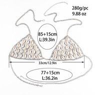 Underwear, PHOTNO Shell Retro Fashion Silver Bra Body Necklace Chain Bikini Chain N5