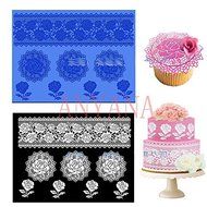 Anyana 30x40cm Large Silicone Lace Cake Mat fondant mold Roses Flowers wedding N5