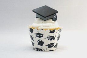 Graduation Cap Cupcake Topper Rings - Set of 12 N2