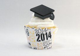 Graduation Cap Cupcake Topper Rings - Set of 12 N3