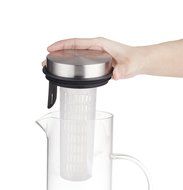 Perlli Fruit Infusion Glass Pitcher - Quality Borosilicate Glass - Stainless Steel Lid - Includes Fruit Infuser... N3