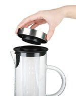 Perlli Fruit Infusion Glass Pitcher - Quality Borosilicate Glass - Stainless Steel Lid - Includes Fruit Infuser... N4