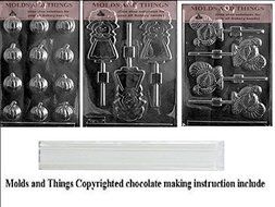Turkey chocolate candy mold and Pumpkin chocolate candy mold and girl pilgrim lolly chocolate candy mold With... N4