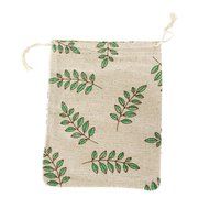 10 x Linen Jute Cloth Sack Jewelry Pouch Drawstring Gift Bags (Leaf Pattern) N13