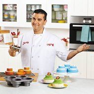 Cake Boss Novelty Nonstick Bakeware 4-Cup Round Cakelette Pan, Gray