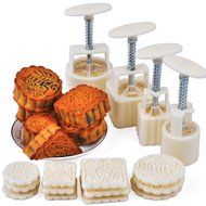 4 Sets Mid-Autumn Festival Party DIY Moon Cake Mold With 12pcs Mode Stamps(White) N3