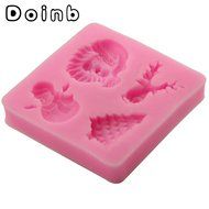 Doinb Christmas Trees Santa Claus Snowman Deer FDA Silicone Fondant Molds Outer Size 7.3x7.3x1.2cm GJM-2800 N45