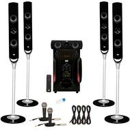 Acoustic Audio AAT1000 Tower 5.1 Speaker System with USB Bluetooth 2 Mics and 4 Extension Cables